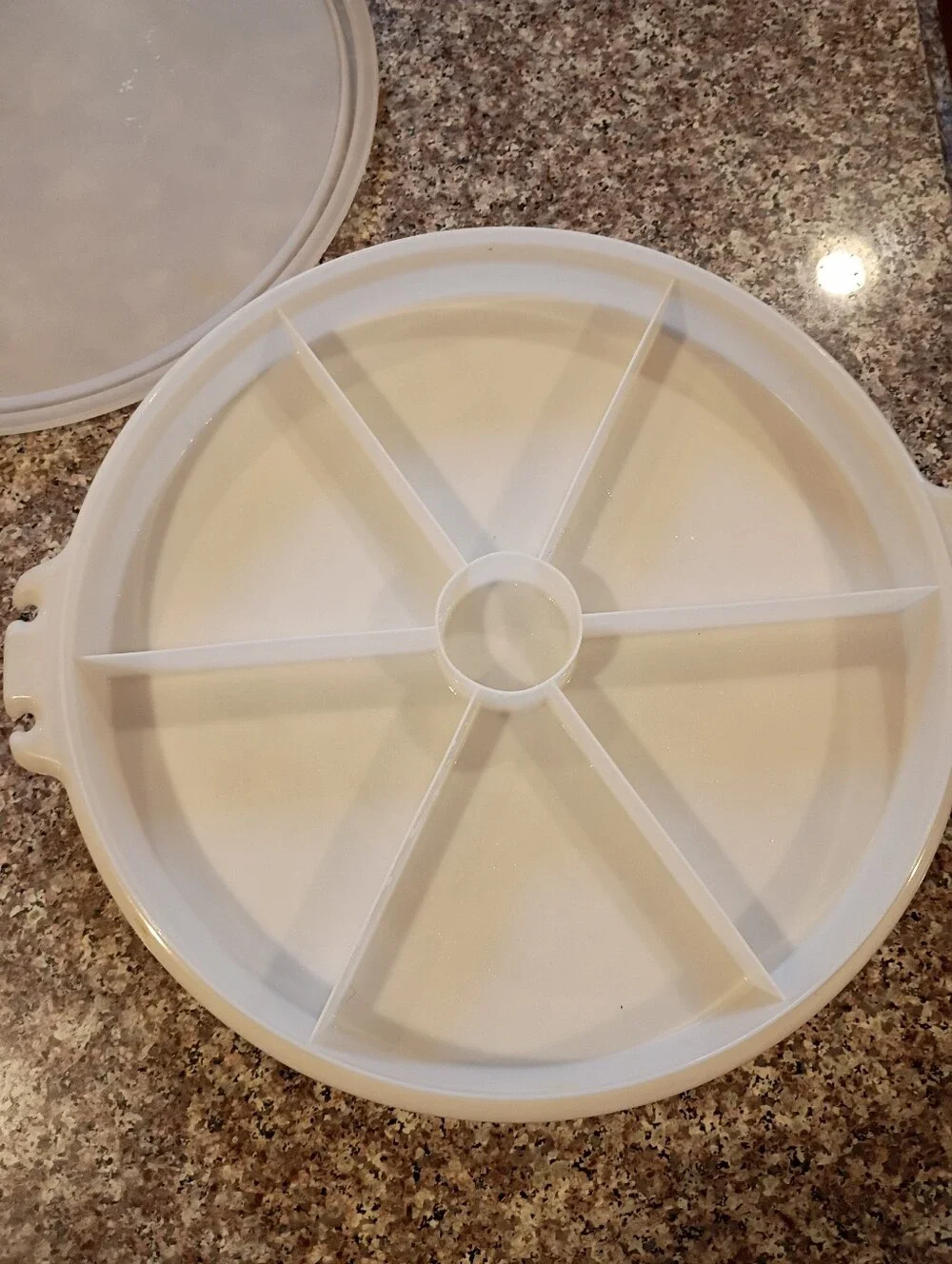 Vintage Tupperware Plastic Round Food Storage Container - Cream